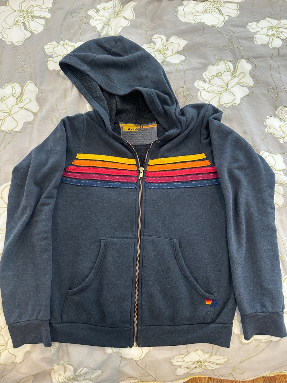 Aviator Nation Kids 5 Stripe Zip up Hoodie